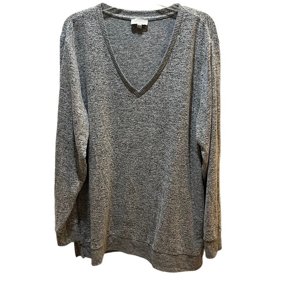 Lucky Brand Marled Heather Gray Deep V-Neck Pullover Sweater Sz XXL - Picture 3 of 11